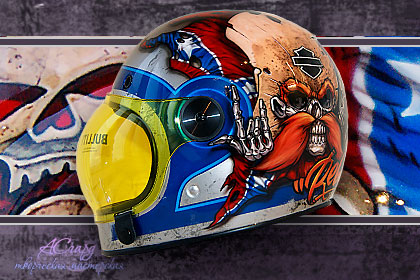 Аэрография на шлем Bell Bullit. Сowboy HOG Harley - Davidson.