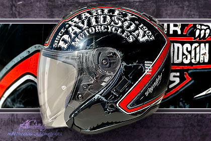 Аэрография на шлем Shoei J Cruise. Harley Davidson Black.  